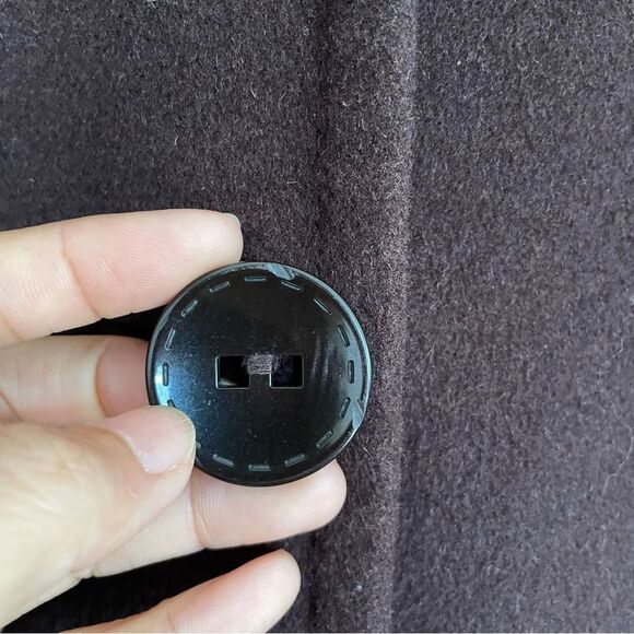 Ellen Tracy Mid Length Bordeaux Burgundy Wool Blend Pea Coat Women Jacket (Sz10) - Picture 12 of 12